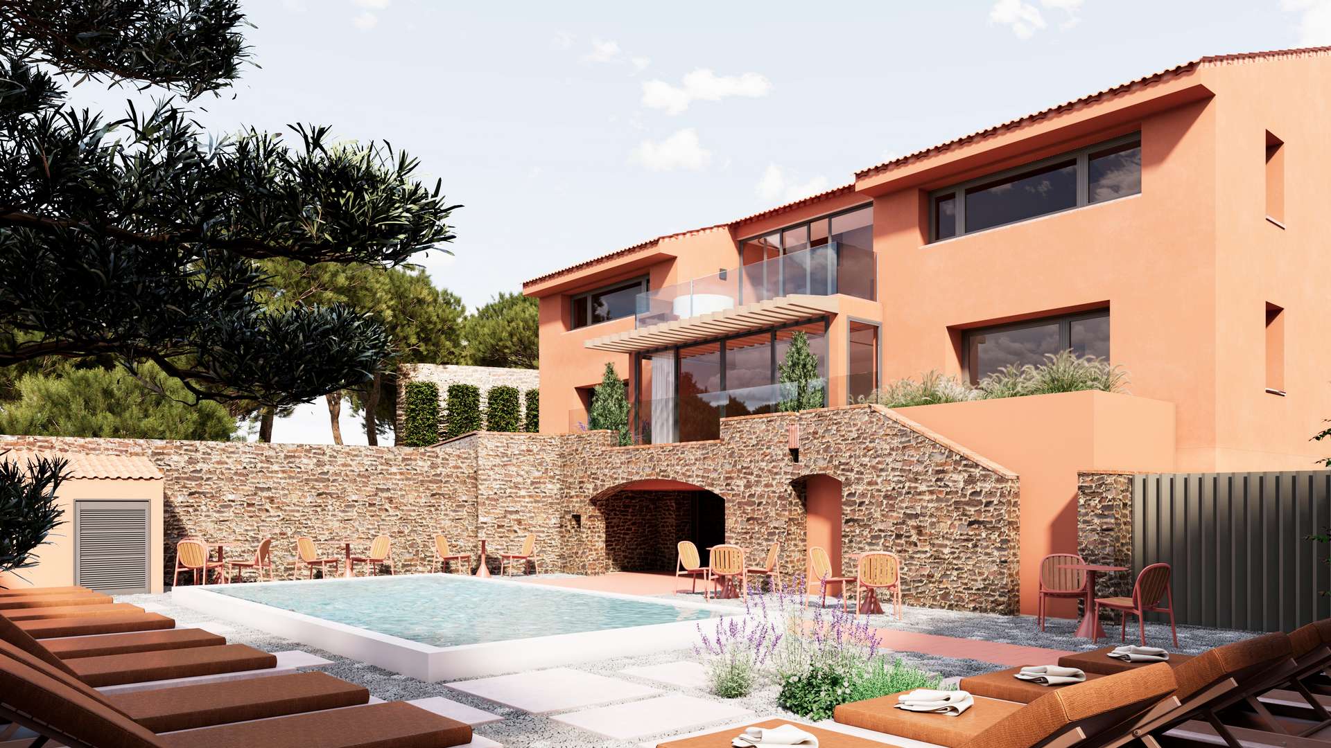vue sur le spa piscine detente - hotel banyuls - les elmes